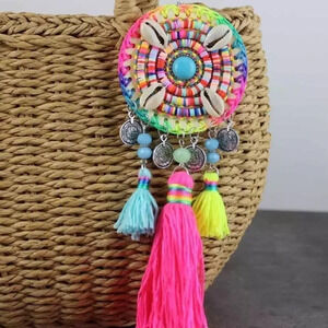 NEW! Colorful Beaded Tassel Bag Charm + Keychain